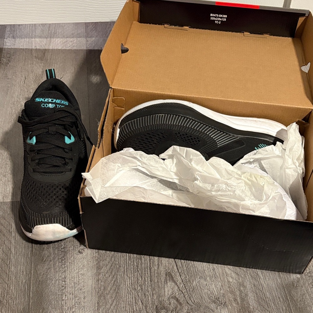 Skechers Black and Teal Men’s work Shoes